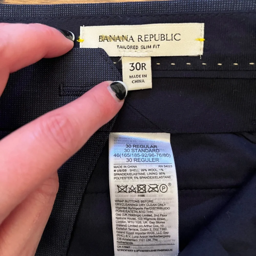 NEW Banana Republic Signature Italian Wool Nailhead Suit Pant in Navy, 30R - Picture 8 of 11